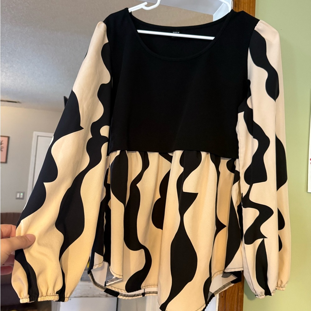 Stylish Black and Cream Women's Blouse